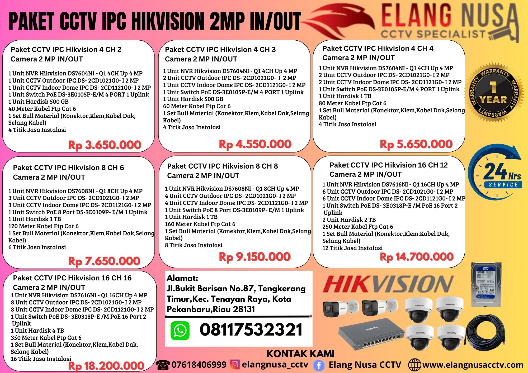 PAKET CCTV IPC HIKVISION 2MP IN/OUT